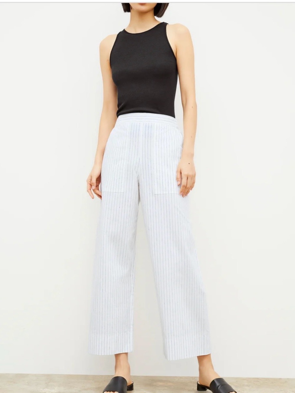 NWT M. M. Lafleur The Madelyn Pull-On Pant  Poplin Stripe in Blue/Ivory Size 6